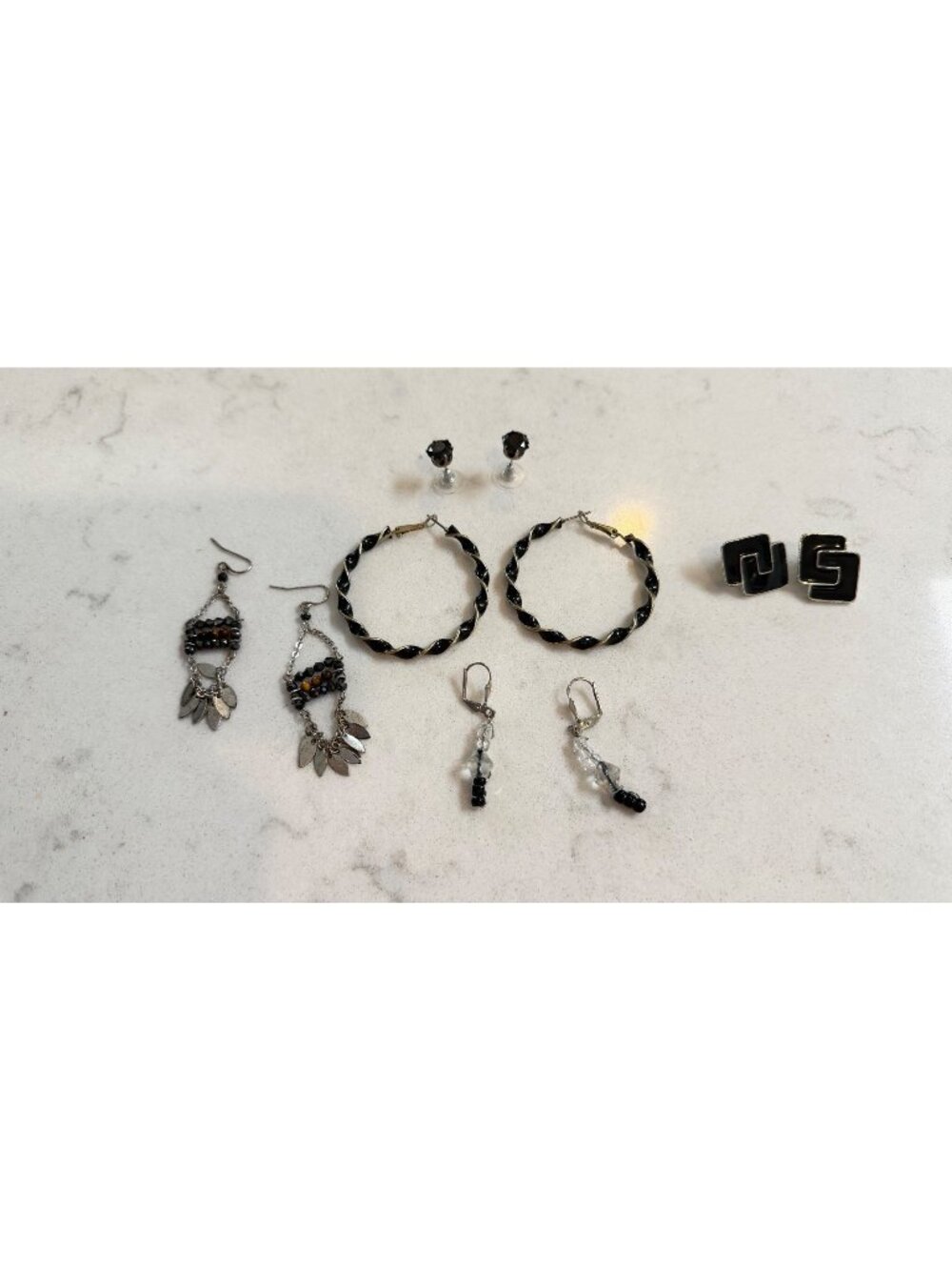 Vintage Elegant Black Earring Bundle – Mixed Styles & Finishes